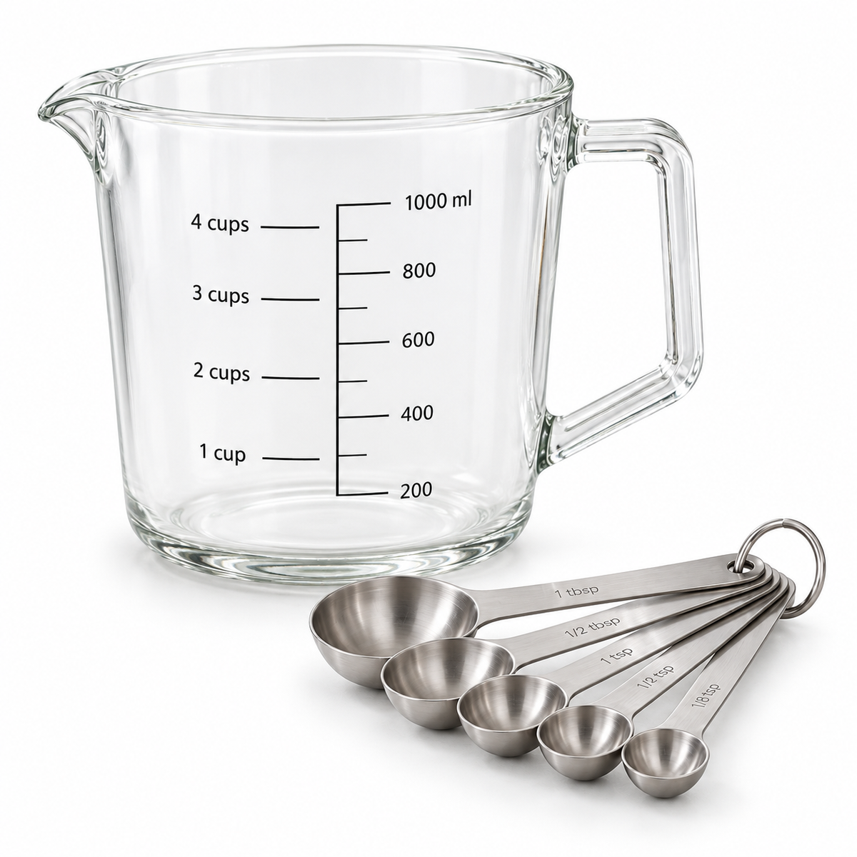 Clearview Glass Measuring Cup & Spoon Set