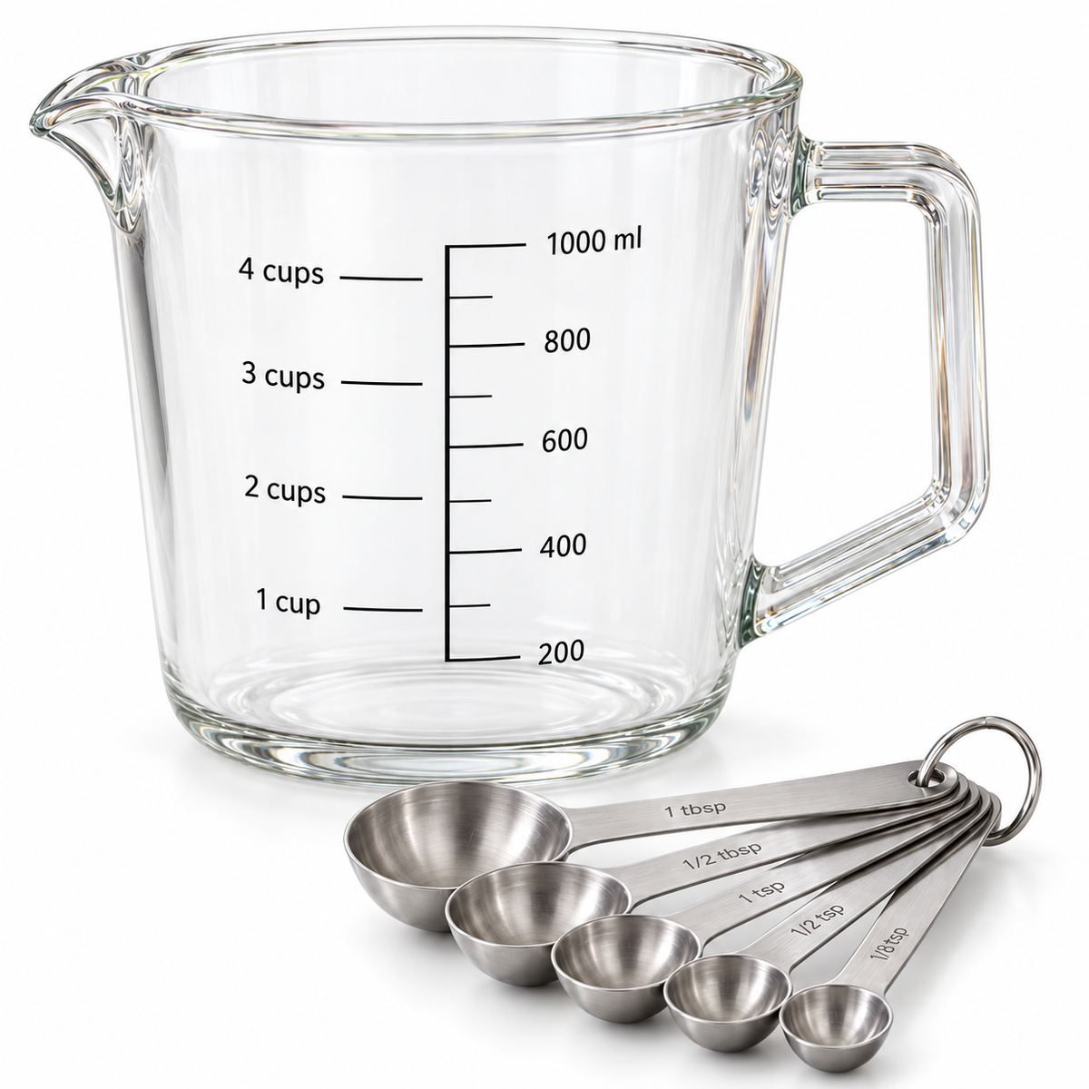 Clearview Glass Measuring Cup & Spoon Set