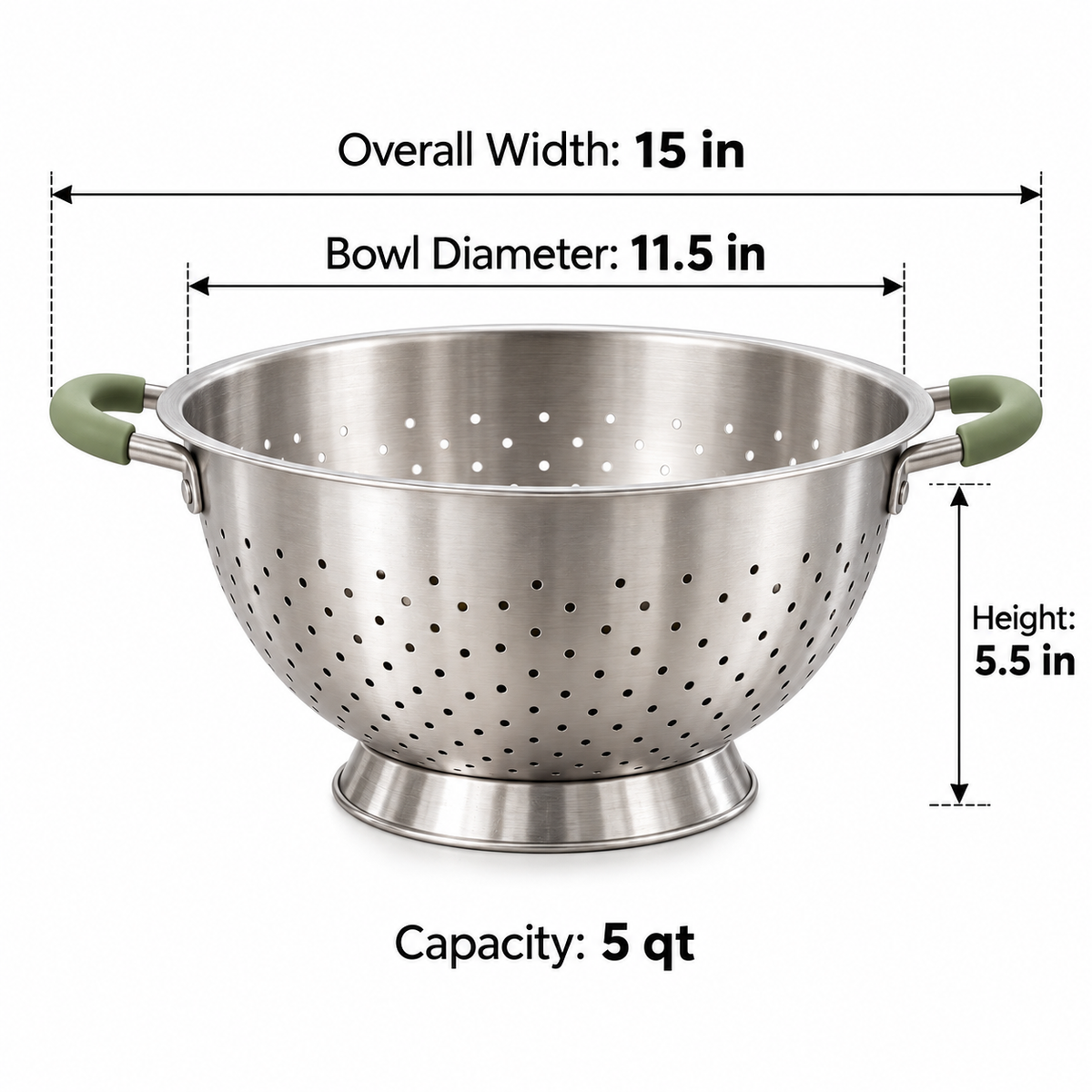 HarvestGrip Stainless Steel Colander
